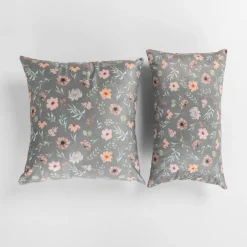 Poszewki I Poduszki Dekoracyjne|inny Poszewka dekoracyjna w kwiaty szara DAISY 30x50 cm