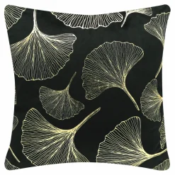 Poszewki I Poduszki Dekoracyjne|Estetica Poszewka dekoracyjna w liście miłorzębu czarna INEZ 45x45 cm