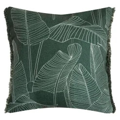 Poszewki I Poduszki Dekoracyjne| Poszewka dekoracyjna w liście zielona SESIL 45x45 cm