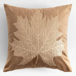 inny Poszewka dekoracyjna w złoty liść brązowa MAPLE 45x45 cm