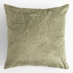 inny Poszewka dekoracyjna w złote liście zielona ESTHER 45x45 cm