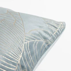 inny Poszewka dekoracyjna w złote liście niebieska ESTHER 45x45 cm