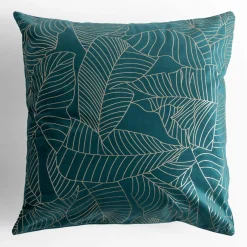 inny Poszewka dekoracyjna w złote liście turkusowa ESTHER 45x45 cm