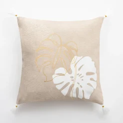 inny Poszewka dekoracyjna z monsterą beżowa TANZA 45x45 cm