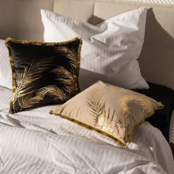 Poszewki I Poduszki Dekoracyjne|inny Poszewka na poduszkę w liście czarna YVES 45x45 cm