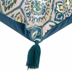 Poszewka orientalna beżowo-niebieska LORIENT 45x45 cm