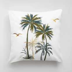 Poszewki I Poduszki Dekoracyjne|inny Poszewka w tropikalne palmy biała FEZA 45x45 cm