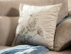 Poszewki I Poduszki Dekoracyjne|Estetica Poszewka welurowa z haftem jasnoszara ANISE 45x45 cm
