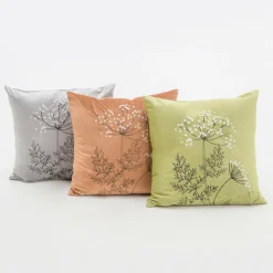 Poszewki I Poduszki Dekoracyjne|Estetica Poszewka welurowa z haftem jasnoszara ANISE 45x45 cm