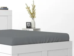 Prześcieradło bawełniane z gumką ciemnoszare PURE 160x200 cm