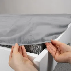 inny Prześcieradło satynowe z gumką jasnoszare 160x200 cm