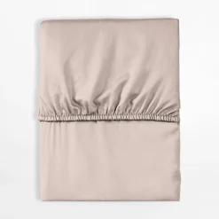 inny Prześcieradło satynowe z gumką beżowe 90x200 cm
