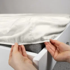 inny Prześcieradło satynowe z gumką ecru 220x200 cm