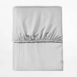 inny Prześcieradło satynowe z gumką jasnoszare 180x200 cm