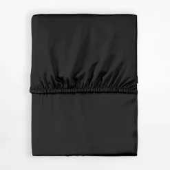 inny Prześcieradło satynowe z gumką czarne PURE 140x200 cm
