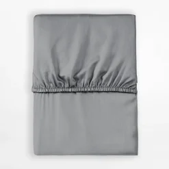 inny Prześcieradło satynowe z gumką szare PURE 160x200 cm