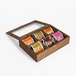 inny Pudełko drewniane na herbatę 6-przegródek