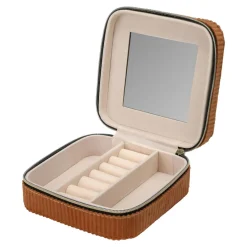 Pudełko na biżuterię jasnobrązowe 12x12x5 cm
