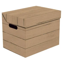 Pudełka I Pojemniki Do Przechowywania| Pudełko ozdobne tekturowe z pokrywką DESKA BRĄZ