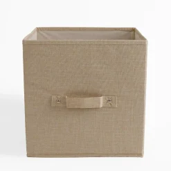 inny Pudło do przechowywania składane beżowe 28x28x28 cm