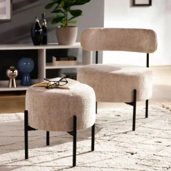 Pufy I Podnóżki|inny Puf beżowy LUPUN