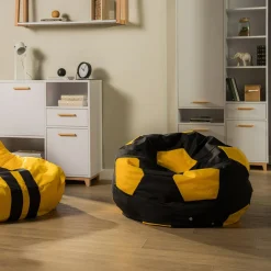 Dzieci Puf piłka żółto-czarny BALL L