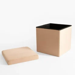 Pufy I Podnóżki| Puf składany beżowy 38x37.5 cm