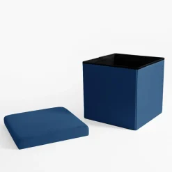 Puf składany niebieski 38x37.5 cm