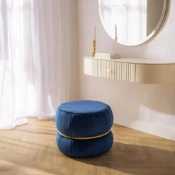 Puf welurowy granatowy TILINATI