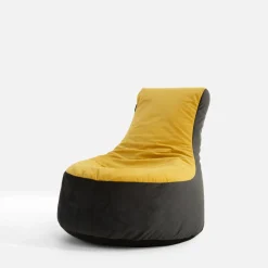 Dzieci Puf welurowy żółto-szary MEG