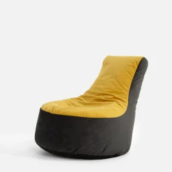 Dzieci Puf welurowy żółto-szary MEG