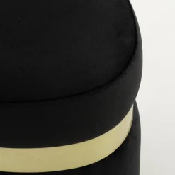 Pufy I Podnóżki| Puf ze złotą obręczą czarny TONDOSIL