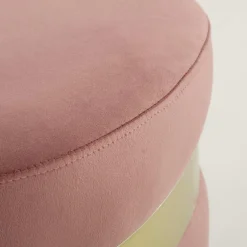 Pufy I Podnóżki| Puf ze złotą obręczą różowy TONDOSIL