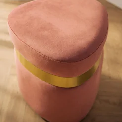 Pufy I Podnóżki| Puf ze złotą obręczą różowy TONDOSIL