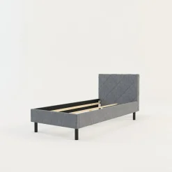 Łóżka Tapicerowane|Łóżka| Rama łóżka szara BASIC ALBERTO 90x200 cm