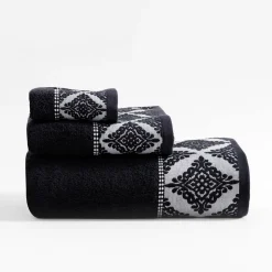 inny Ręcznik bawełniany czarno-biały AGADIR 70x140 cm