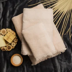 Ręcznik bawełniany krem LANETTE 90x160 cm