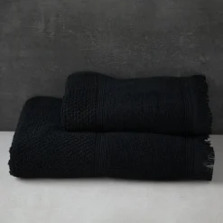 Ręczniki|Ręczniki|Texpol Ręcznik bawełniany z frędzlami czarny SANTORINI 70x140 cm