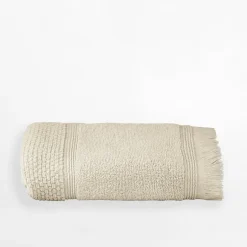 Texpol Ręcznik bawełniany z frędzlami beżowy SANTORINI 50x90 cm