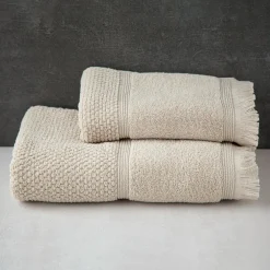 Texpol Ręcznik bawełniany z frędzlami beżowy SANTORINI 50x90 cm