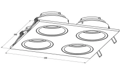 Zumaline Reflektor podtynkowy 4-punktowy biały CHUCK DL 4 SQUARE