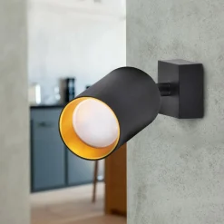 Reflektory| Reflektor podwieszany kinkiet czarno-złoty MARIBEL I