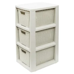 Pudełka I Pojemniki Do Przechowywania| Regał komoda z 3 koszami biały