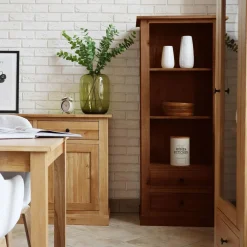 inny Regał niski z szufladami lite drewno STELLA dąb koniakowy