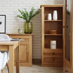 Szafki|Regały|inny Regał niski z szufladami lite drewno STELLA dąb naturalny