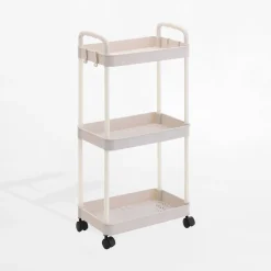 inny Regał 3-poziomowy na kółkach beżowy 35x22x69 cm