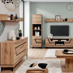 Szafki|Regały|Furni Home Regał z czarnym dekorem KRIS prawy