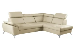 Narożniki|Trend Line Rozkładany narożnik z beżowej skóry naturalnej MIO prawy