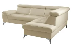 Narożniki|Trend Line Rozkładany narożnik z beżowej skóry naturalnej MIO prawy