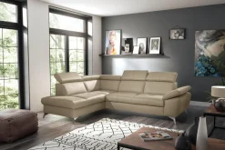 Trend Line Rozkładany narożnik z beżowej skóry naturalnej MIO lewy